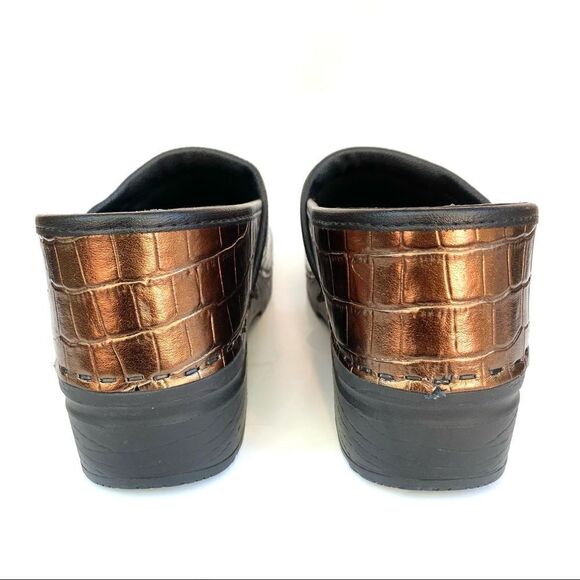 Bjork Eva Croco Embossed Metallic Bronze Leather Clogs - Picture 8 of 8